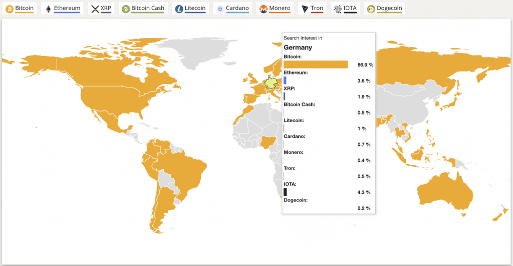 Bitcoin & Altcoin Suchanfragen in Deutschland