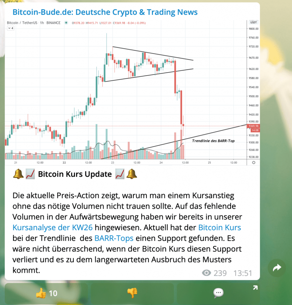 Bitcoin Kurs Prognose auf Telegram