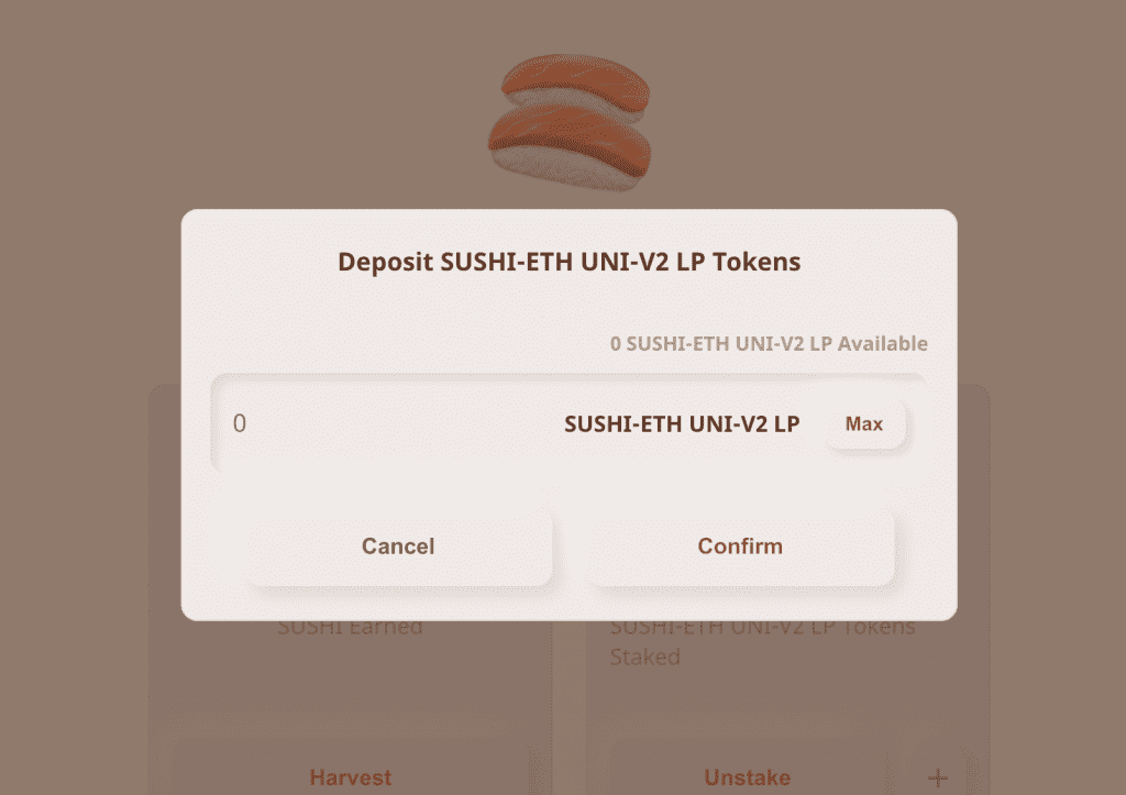 Wie erhalte ich SUSHI Token - Schritt 3: TP-Token staken.