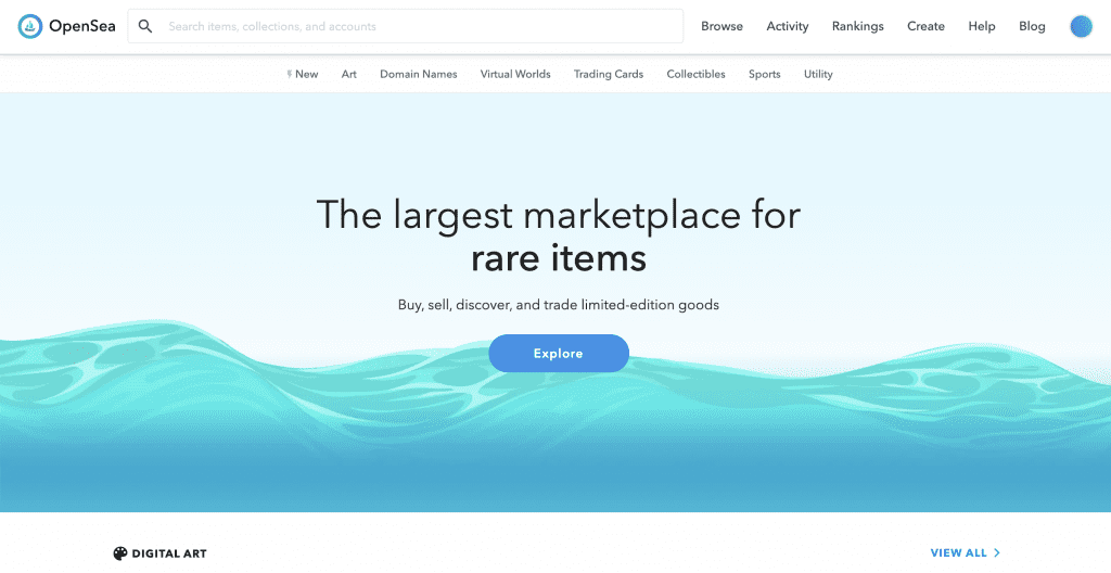 Bilder der Opensea Startseite